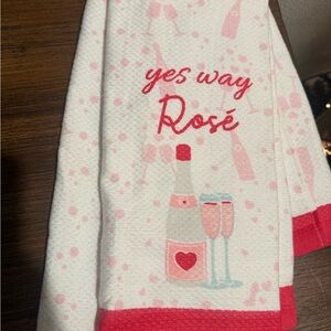 Two Towels! Rosé Themed Kitchen Towels - Pink and White